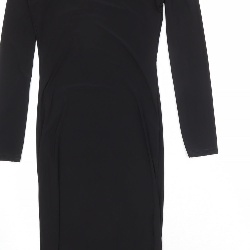 Boohoo Womens Black Polyester A-Line Size 10 Square Neck Pullover