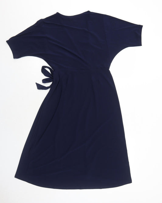 Monteau Womens Blue Polyester Trapeze & Swing Size M V-Neck Pullover