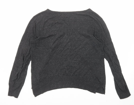 Gap Womens Black V-Neck Cotton Pullover Jumper Size M