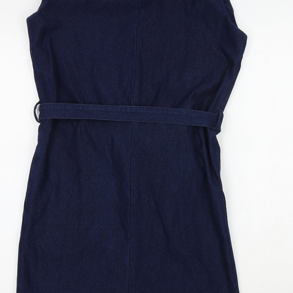 NEXT Womens Blue Cotton A-Line Size 8 Round Neck Tie
