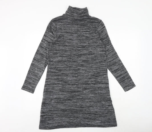 Marks and Spencer Womens Grey Polyester Jumper Dress Size 8 High Neck Pullover