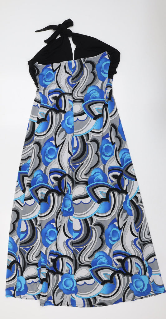 West One Womens Multicoloured Geometric Polyester Maxi Size 14 Halter Pullover