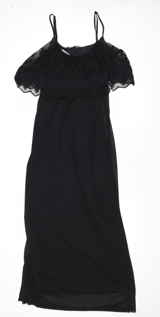 Miss Selfridge Womens Black Polyester Maxi Size 10 Round Neck Pullover