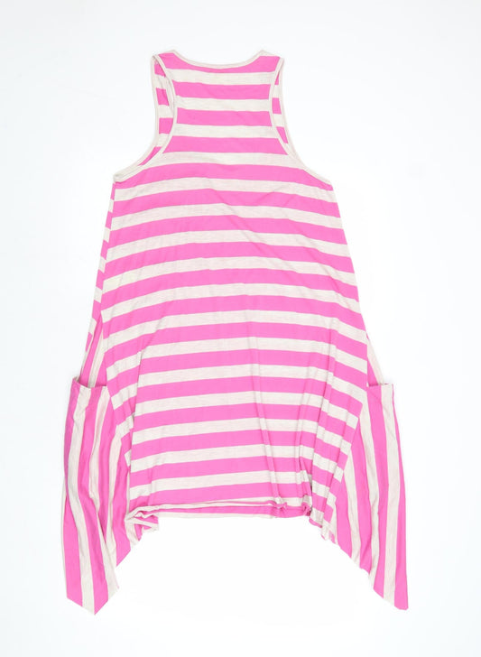 Accessorize Womens Pink Striped Polyester Tank Dress Size S Round Neck Pullover