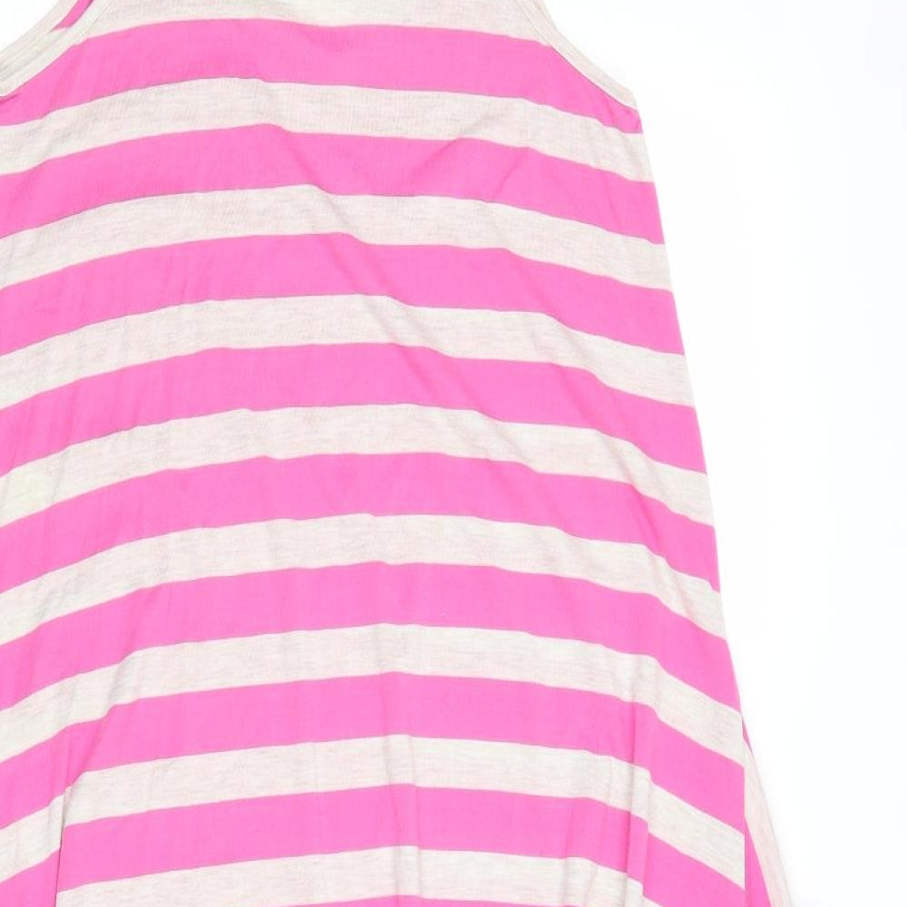 Accessorize Womens Pink Striped Polyester Tank Dress Size S Round Neck Pullover