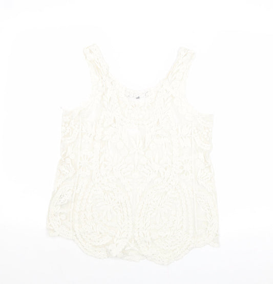 Womens UK Size 10 New Look White Basic Tank