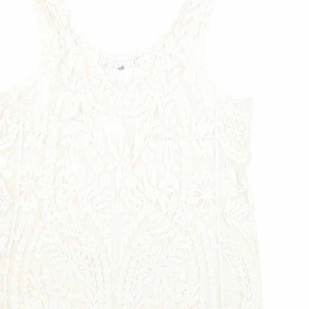 Womens UK Size 10 New Look White Basic Tank