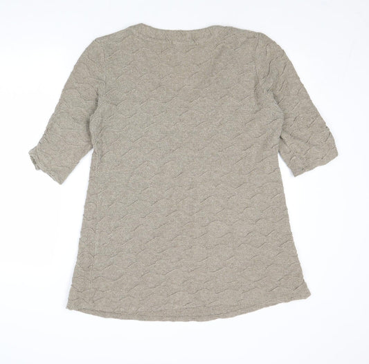 James Lakeland Womens Beige V-Neck Acrylic Pullover Jumper Size 18 - Textured