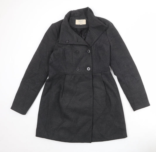 Womens UK Size M Zara Black Overcoat