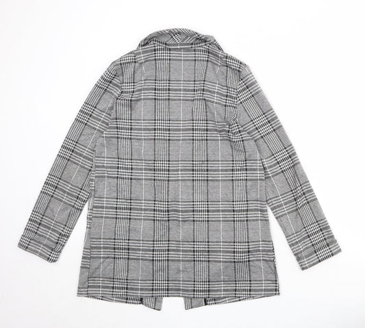 Divided Womens Black Plaid Polyester Jacket Blazer Size S - Open