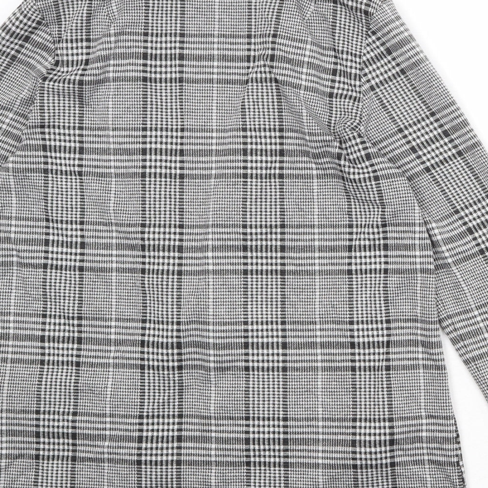 Divided Womens Black Plaid Polyester Jacket Blazer Size S - Open