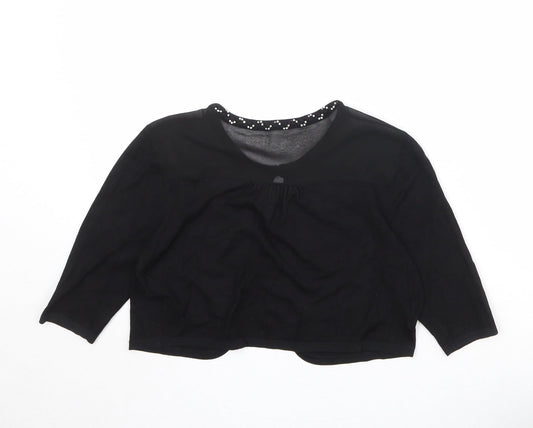 Coast Womens Black Boat Neck Viscose Shrug Jumper Size M - Embellished Neckline