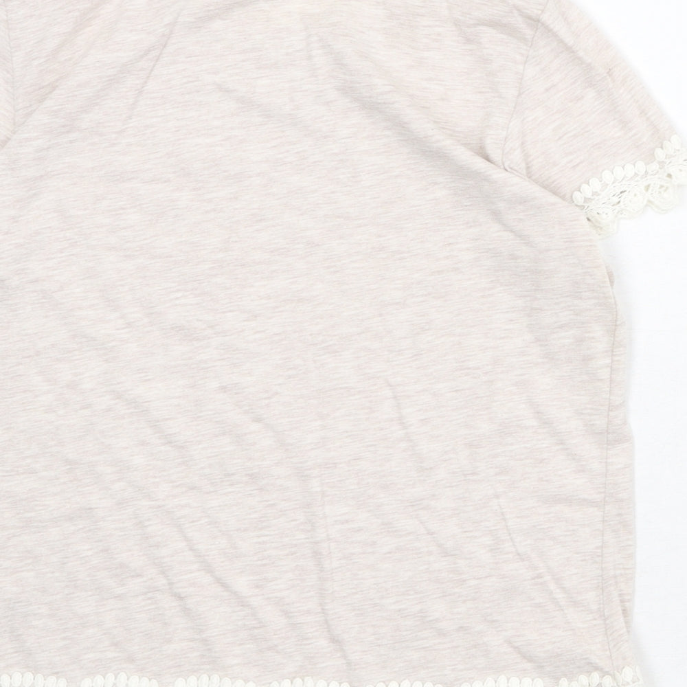 Womens UK Size 12 Dorothy Perkins Beige Basic T-Shirt