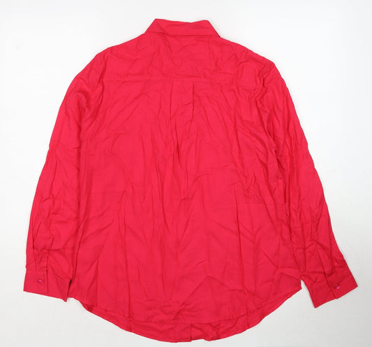 Julipa Womens Pink Viscose Basic Button-Up Size 14 Collared
