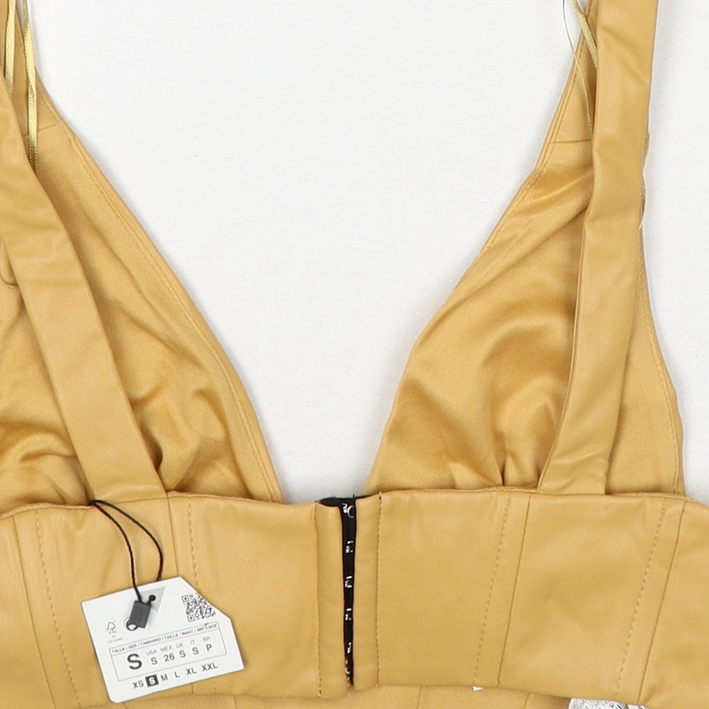 Womens UK Size S Zara Beige Cropped Tank