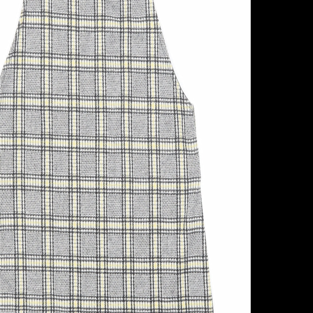 Divided by H&M Womens Multicoloured Plaid Cotton Pinafore/Dungaree Dress Size 8 Square Neck Buckle