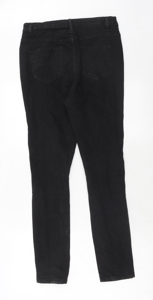Boohoo Womens Black Cotton Skinny Jeans Size 12 Regular Zip