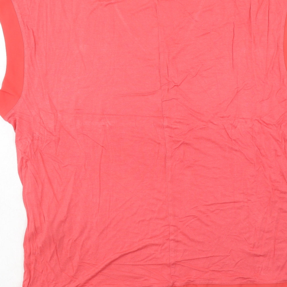 Avon Womens Pink Viscose Basic T-Shirt Size 18 V-Neck