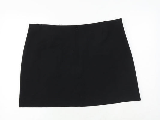 Marks and Spencer Womens Black Polyester A-Line Skirt Size 20 Zip