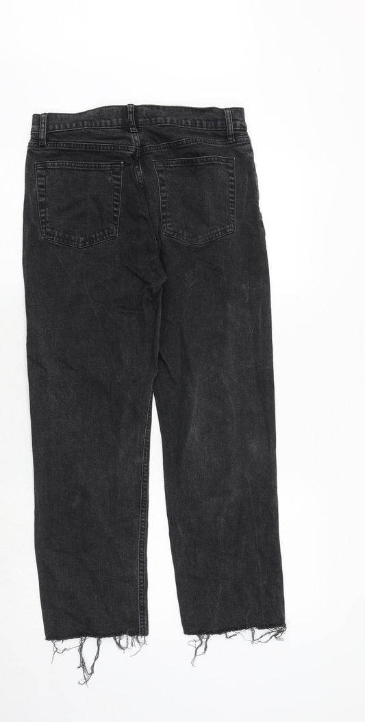 Gap Womens Grey Cotton Straight Jeans Size 29 in Regular Zip - Frayed Hem