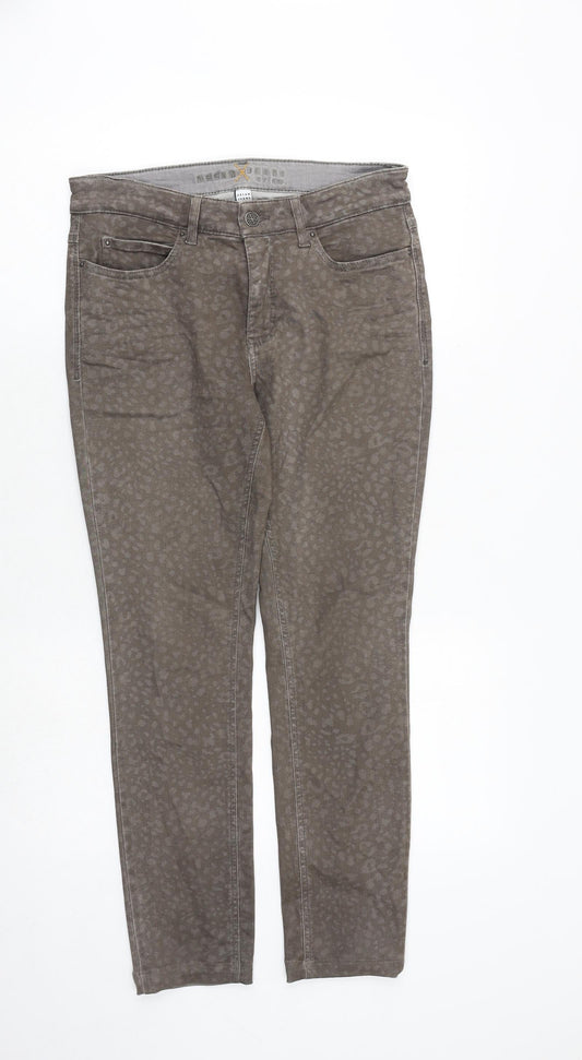 Mac Womens Brown Animal Print Cotton Skinny Jeans Size 10 Regular Zip - Leopard Pattern