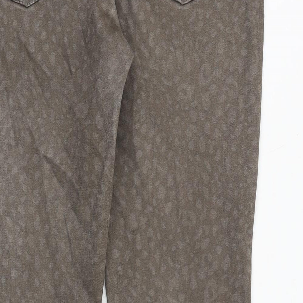 Mac Womens Brown Animal Print Cotton Skinny Jeans Size 10 Regular Zip - Leopard Pattern
