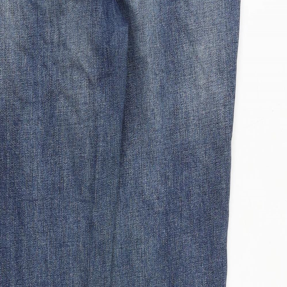 NEXT Womens Blue Cotton Capri Jeans Size 6 Regular Zip