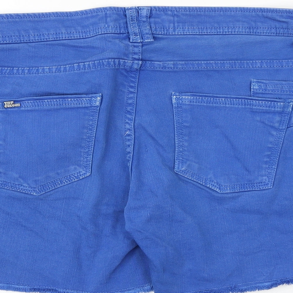 TRF Womens Blue Cotton Cut-Off Shorts Size 10 Regular Zip