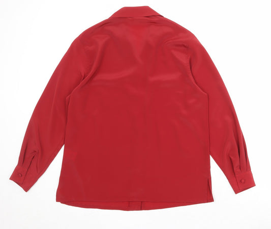 Womens UK Size 10 Essentials Red Basic Button-Up