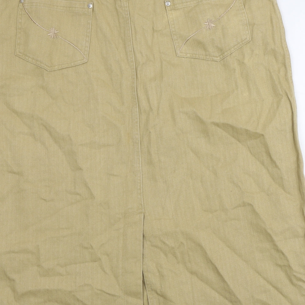 Fashion Debut Womens Brown Cotton A-Line Skirt Size 41 in Button