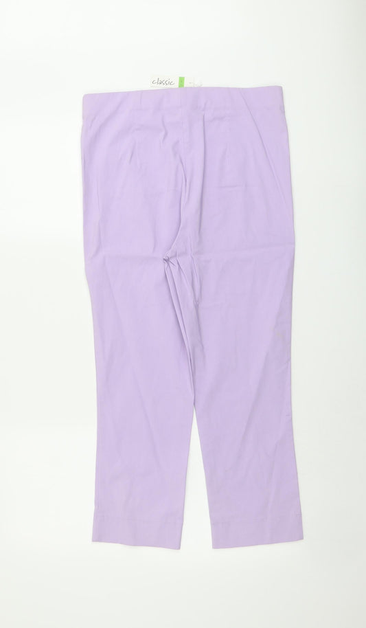 Classic Womens Purple Viscose Trousers Size 12 L23 in Regular