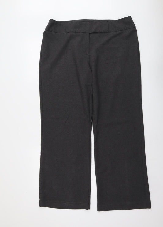 Additional front view of AMARANTO women’s grey polyester trousers, size UK 18, 30-inch leg regular button
