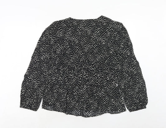 Womens UK Size 12 Per Una Black Basic Button-Up