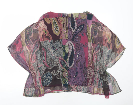 CC Womens Purple Geometric Polyester Basic Blouse Size S Round Neck