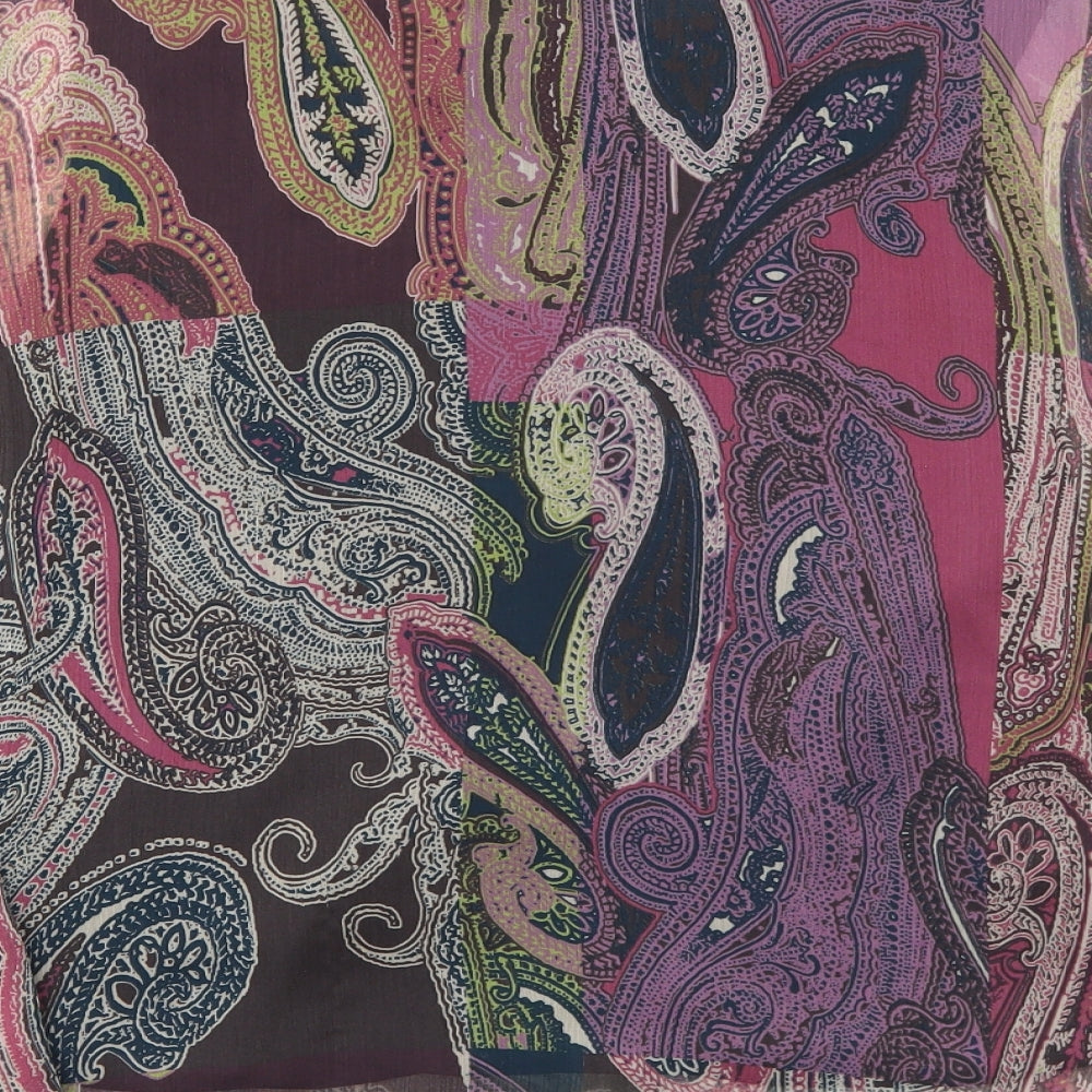 CC Womens Purple Geometric Polyester Basic Blouse Size S Round Neck