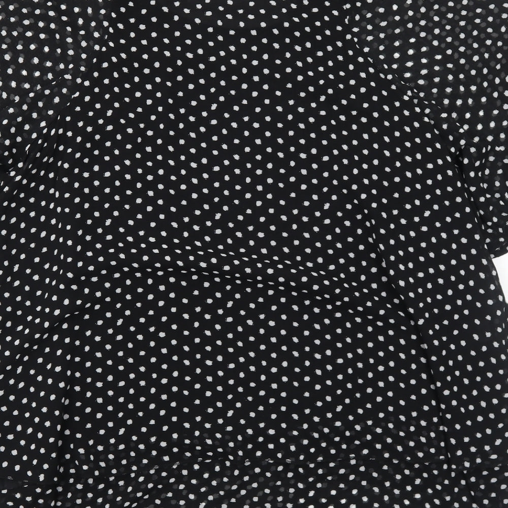 Off the Record Womens Black Geometric Polyester Skater Dress Size 8 Round Neck Pullover