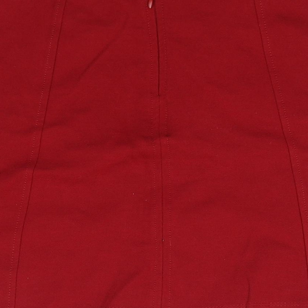Bershka Womens Red Viscose A-Line Skirt Size S Zip