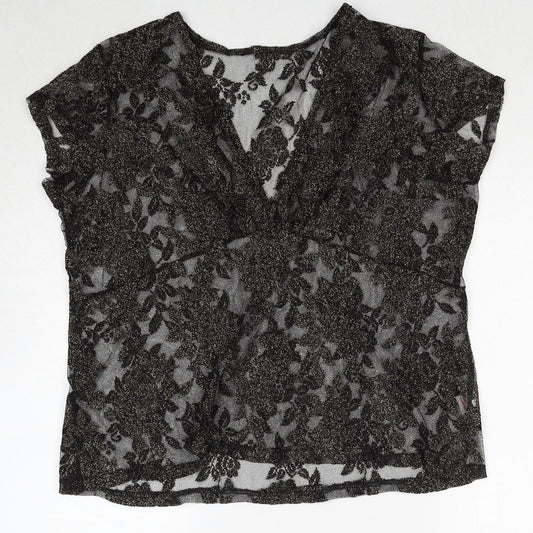 Womens UK Size M Bonmarché Black Basic Blouse