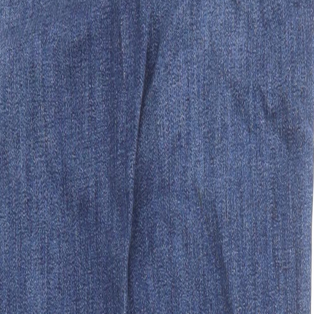 Zara Womens Blue Striped Cotton Skinny Jeans Size 8 Regular Zip