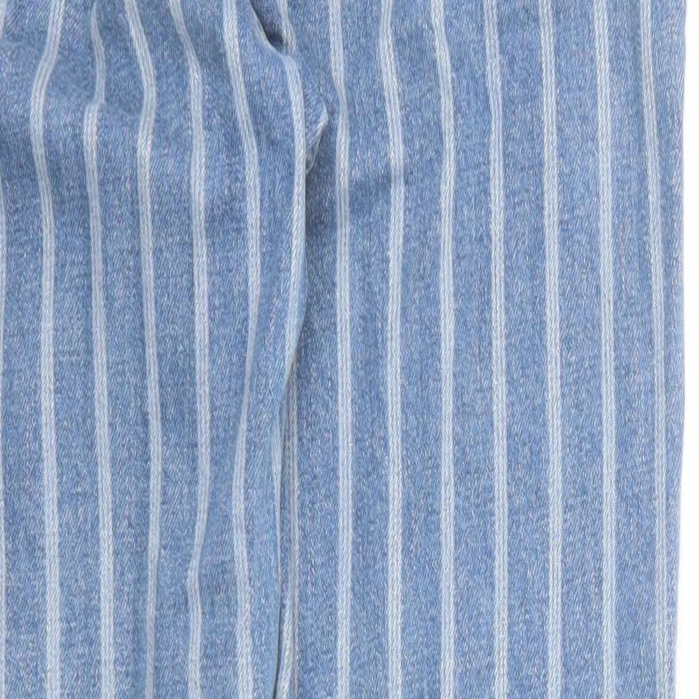 Topshop Womens Blue Striped Cotton Mom Jeans Size 26 in Regular Zip