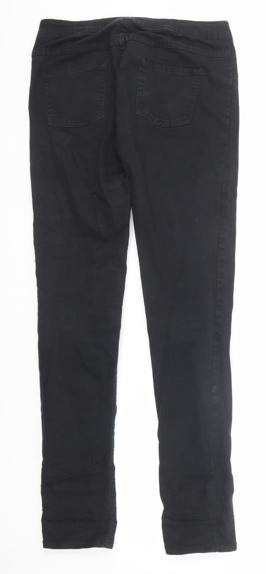 Womens UK Size M Villa Regular Fit Straight Black Jeans