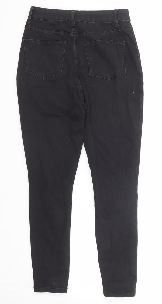 Boohoo Womens Black Cotton Skinny Jeans Size 10 Regular Zip