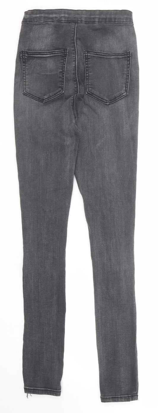 PRETTYLITTLETHING Womens Black Cotton Skinny Jeans Size 8 Regular Zip