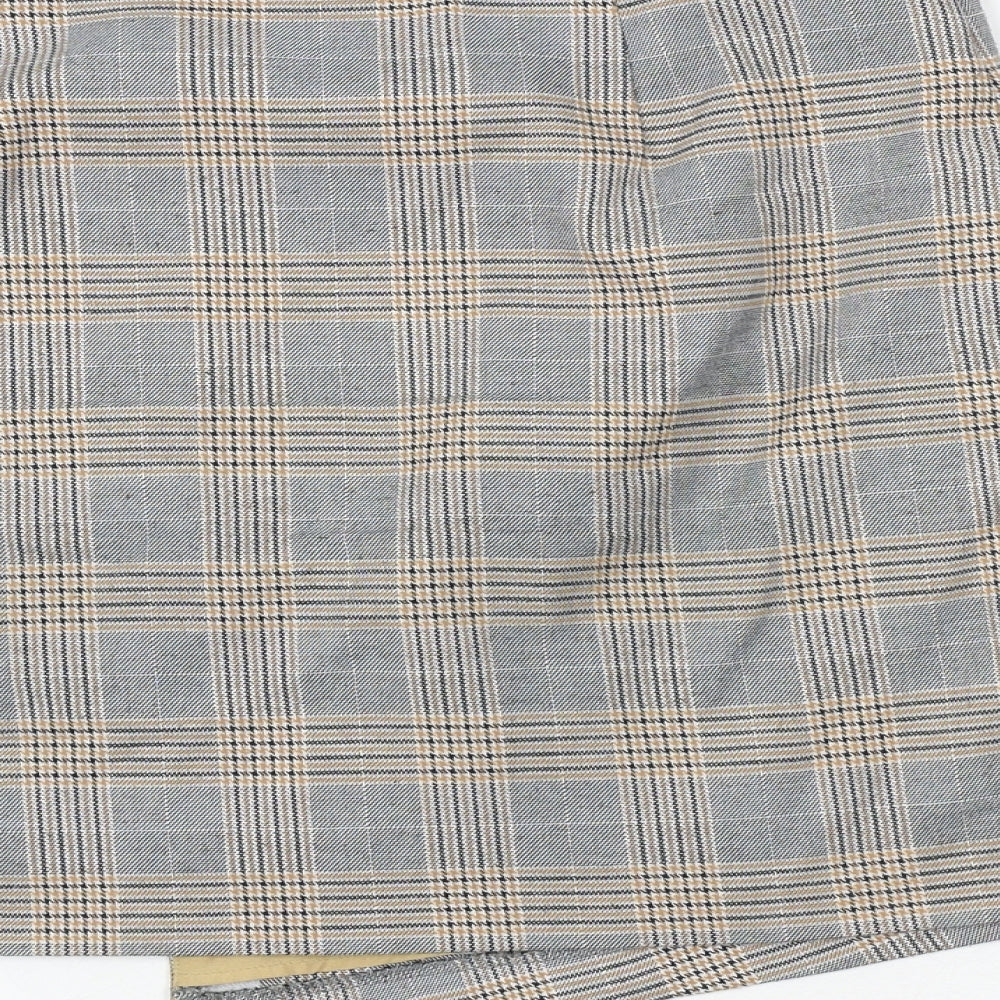NEXT Womens Grey Plaid Polyester A-Line Skirt Size 8 Zip