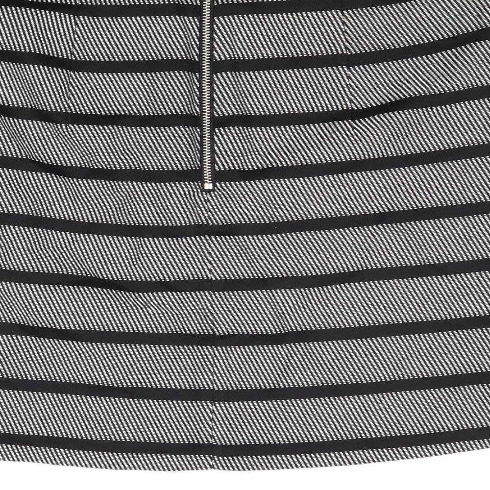 Oasis Womens Black Striped Polyester A-Line Skirt Size 14 Zip