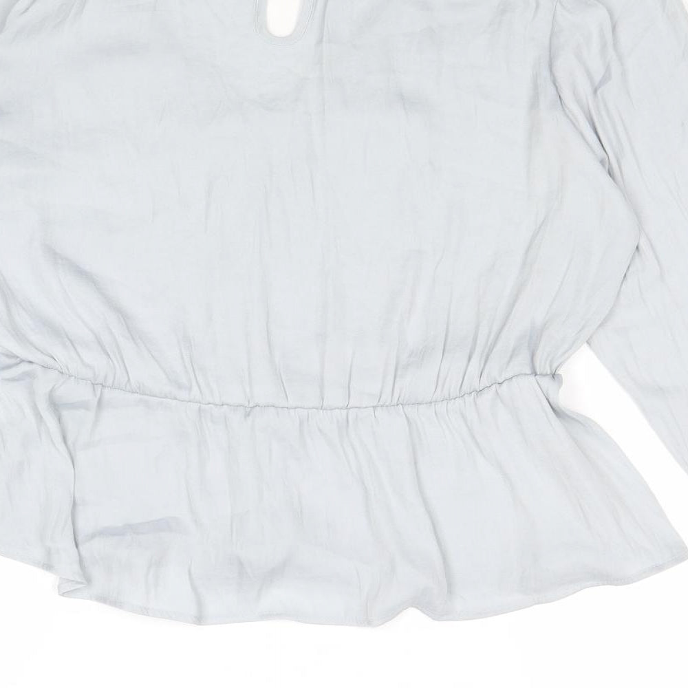 Marks and Spencer Womens Grey Polyester Basic Blouse Size 10 V-Neck