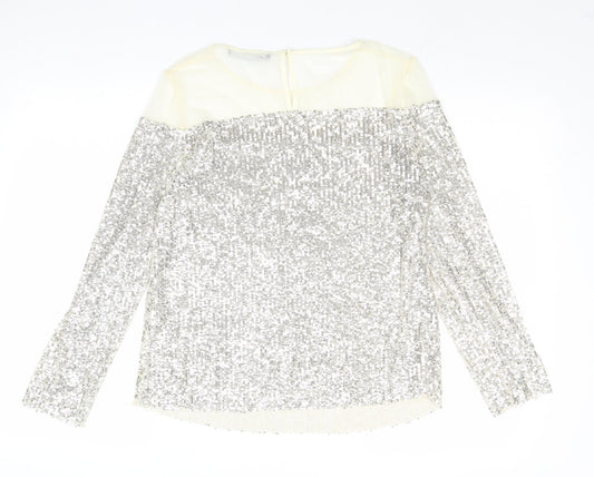 Womens UK Size S Zara Silver Basic Blouse