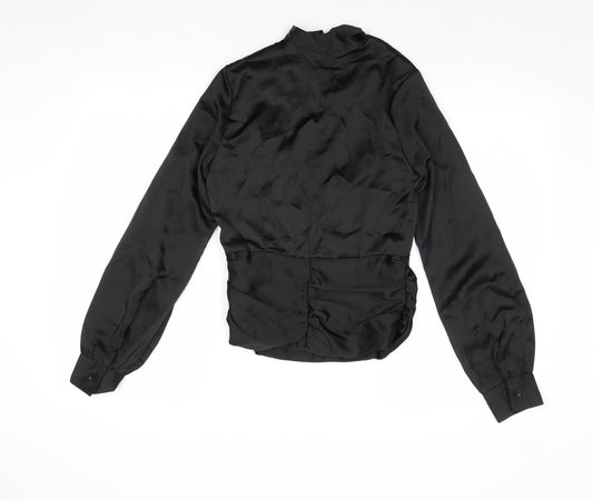 I SAW IT FIRST Womens Black Polyester Basic Blouse Size 8 V-Neck