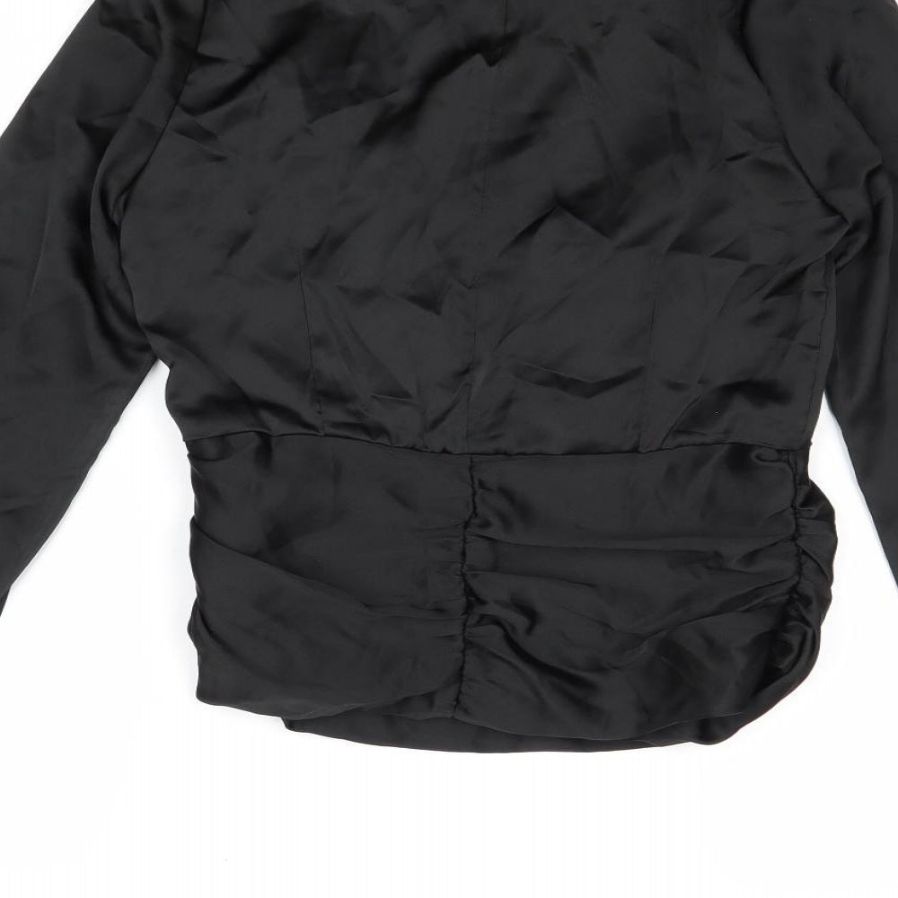 I SAW IT FIRST Womens Black Polyester Basic Blouse Size 8 V-Neck