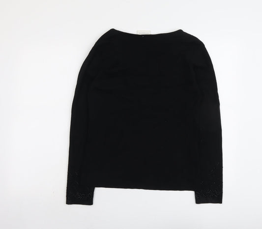 Liz Claiborne Womens Black Round Neck Viscose Pullover Jumper Size M